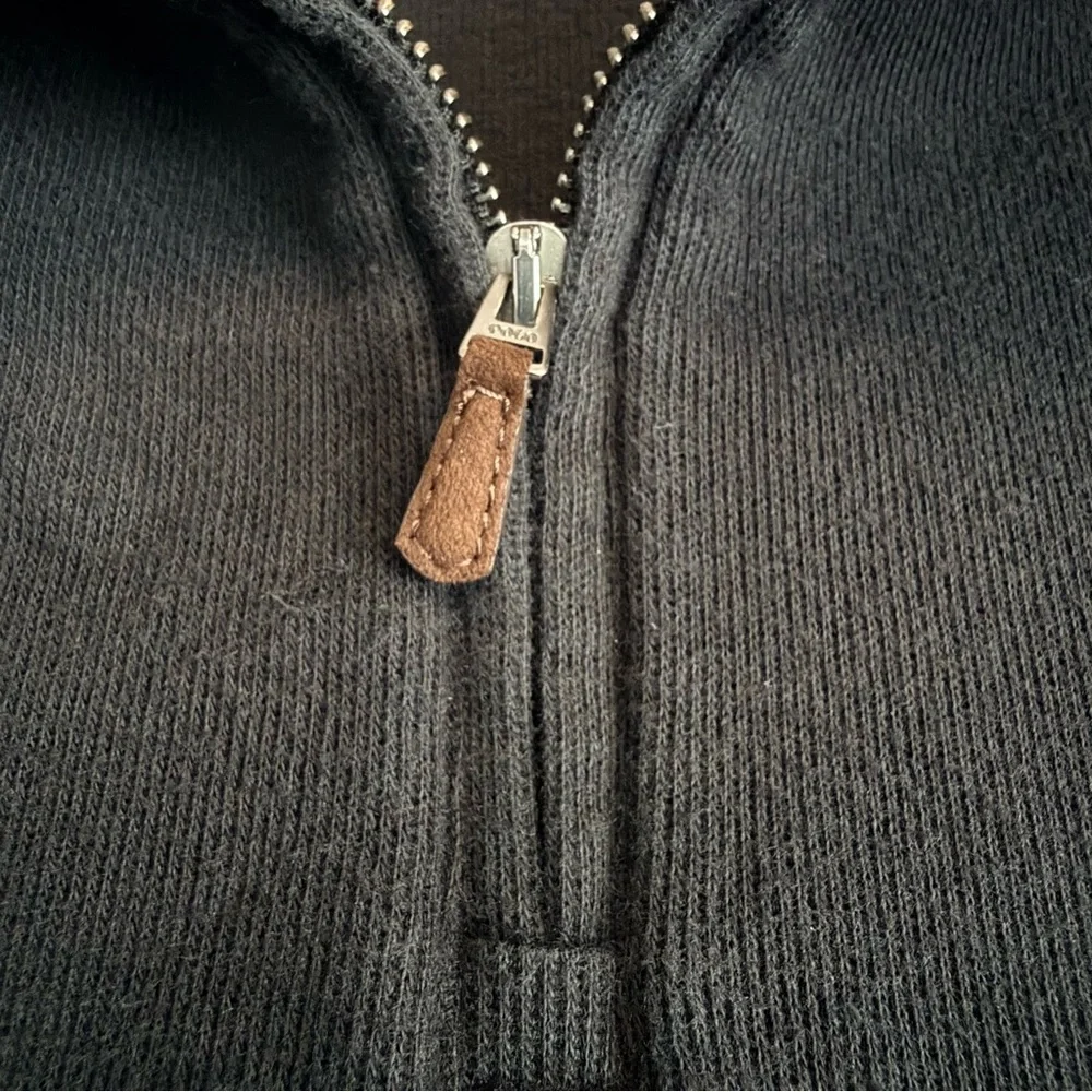 Polo Ralph Lauren Black Estate Rib Quarter Zip Pullover Sweater‎ Black XXL